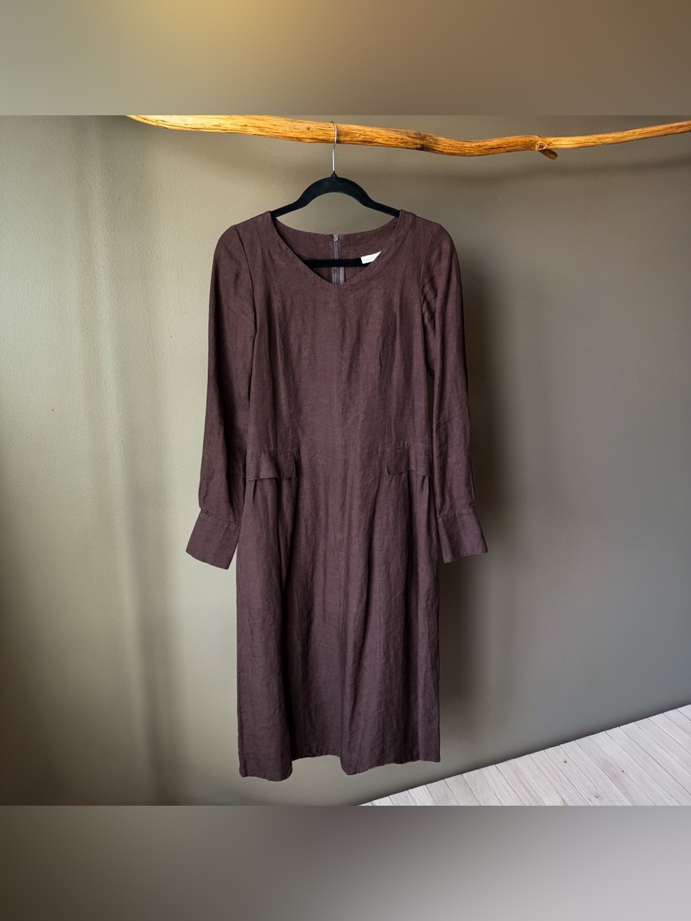 Washed Chocolate Color linen dress - Picture 6 of 9